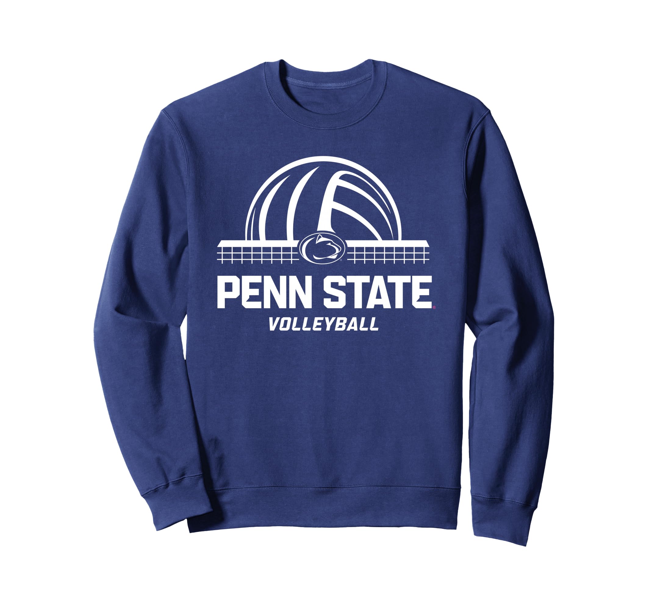 Blue sweatshirt with 'Penn State Volleyball' design on a white background