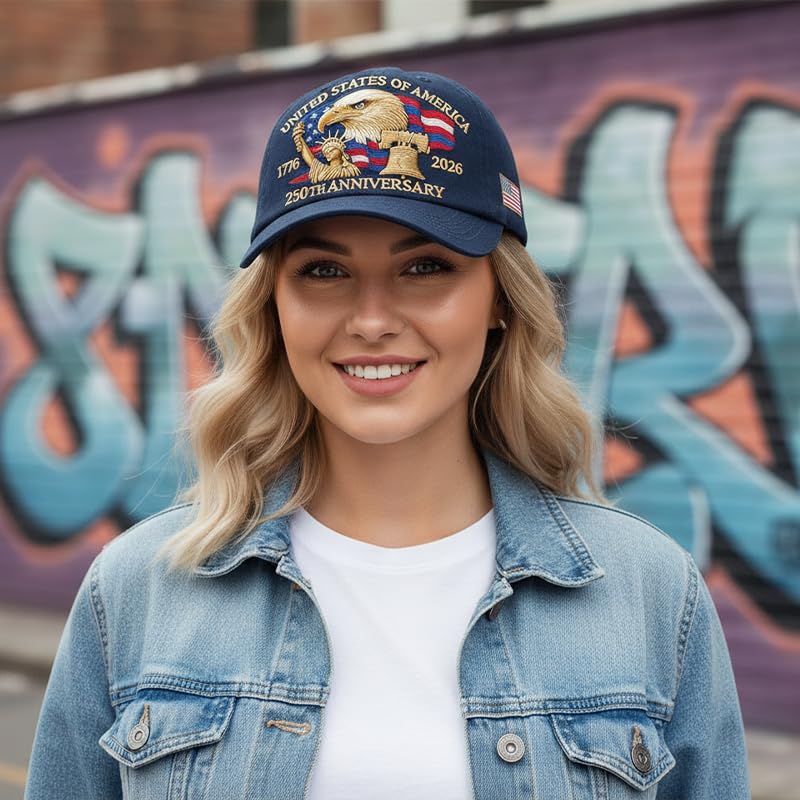 America 250 Hat With Eagle, Liberty Bell and Statue of Liberty
