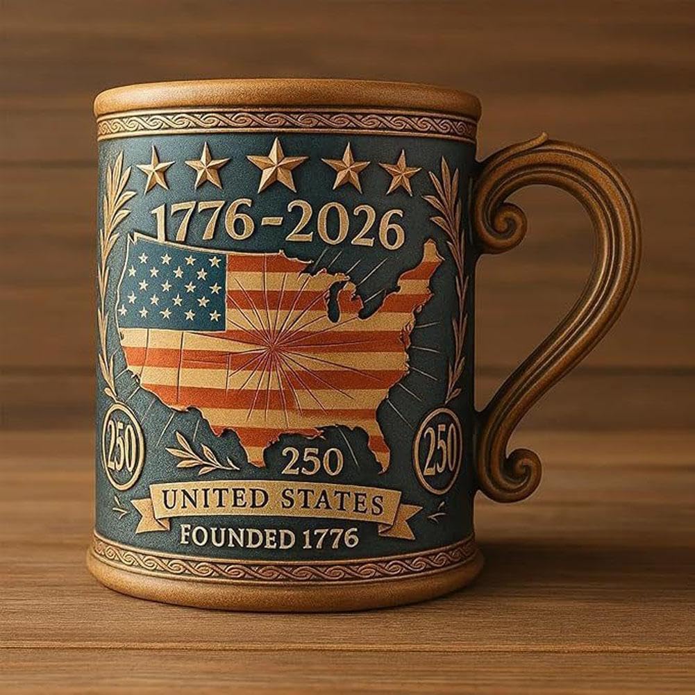 America 250th Anniversary Mug Featuring American Eagle and Flag