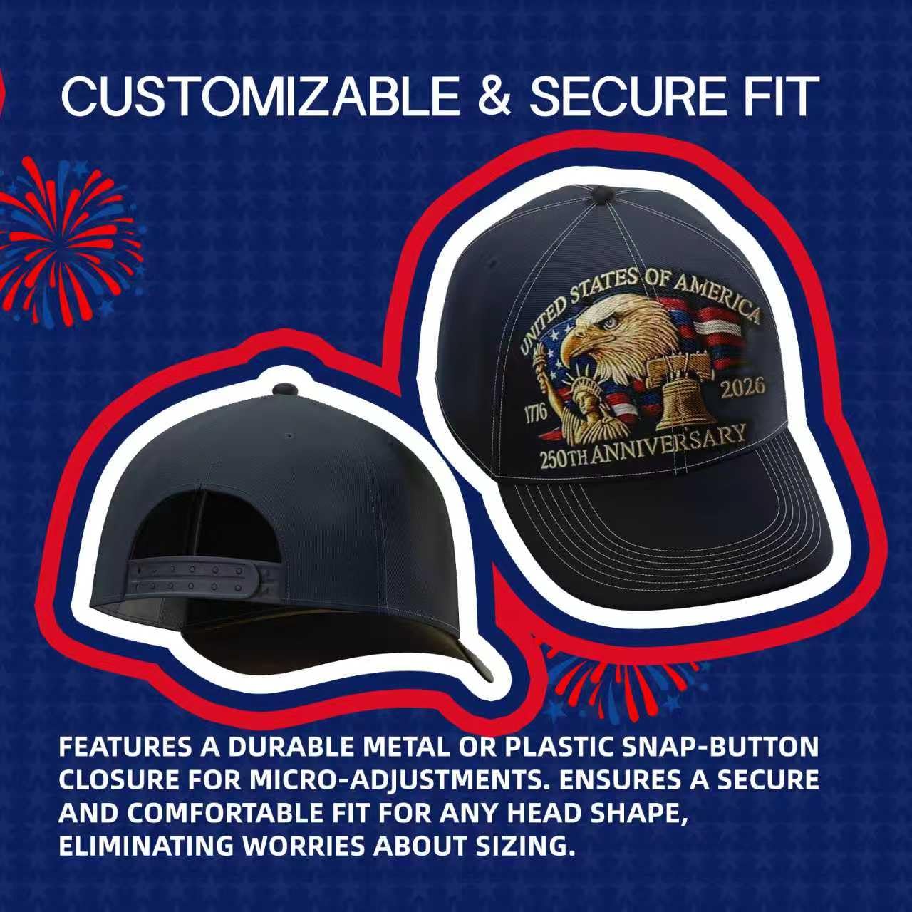 America 250th Anniversary Hat With Eagle and Liberty Bell