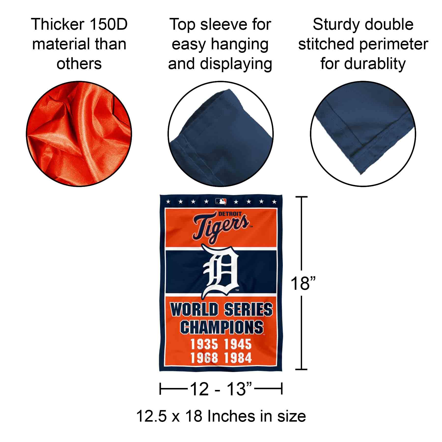 Detroit Tigers 4-Time World Series Champions Garden Flag