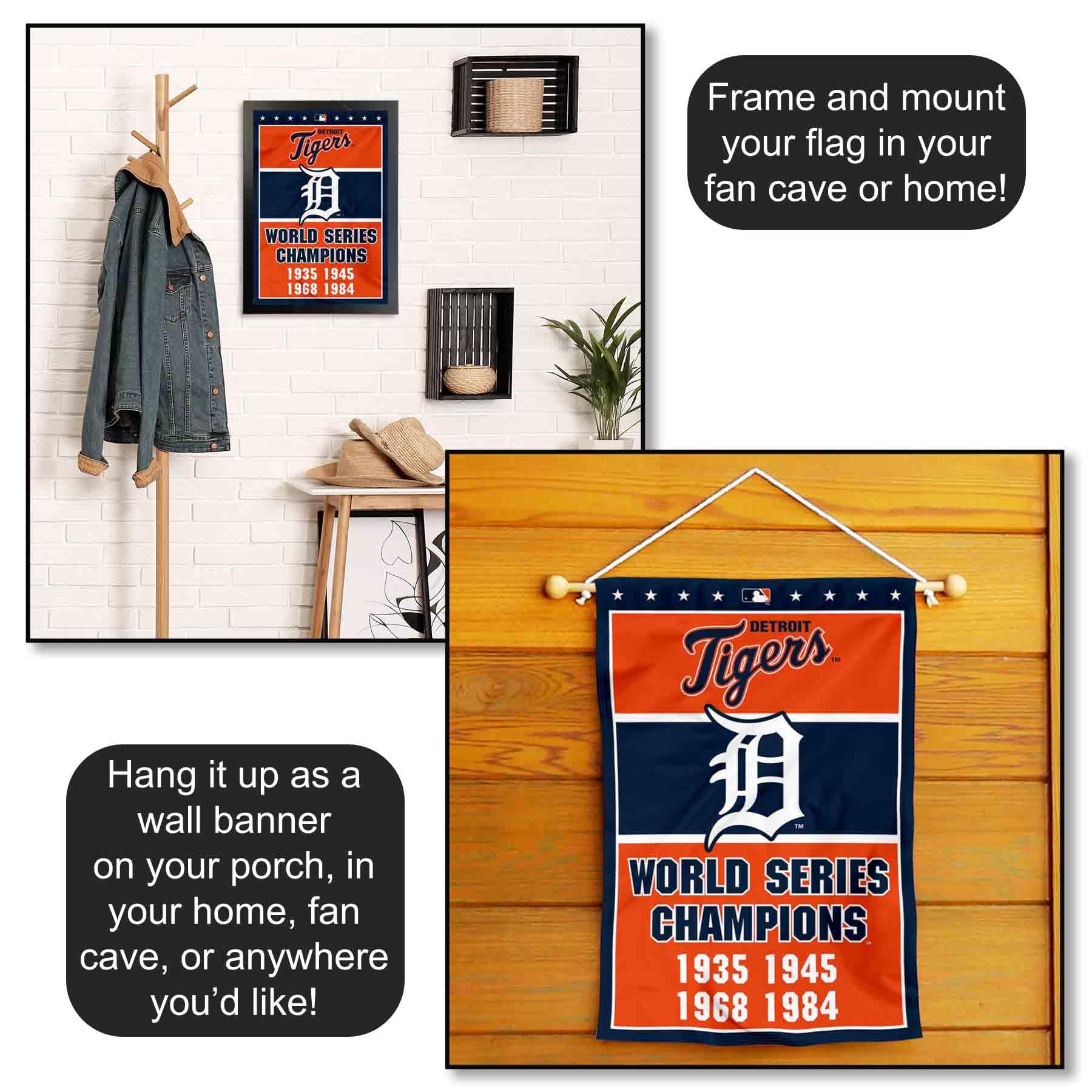Detroit Tigers 4-Time World Series Champions Garden Flag