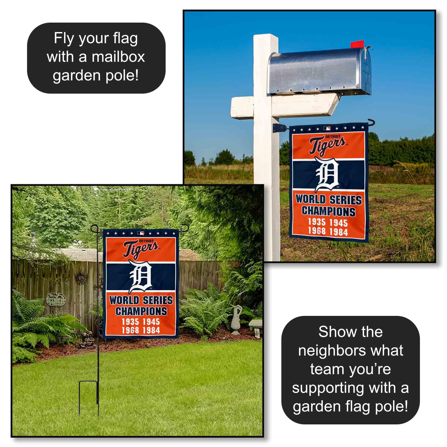 Detroit Tigers 4-Time World Series Champions Garden Flag