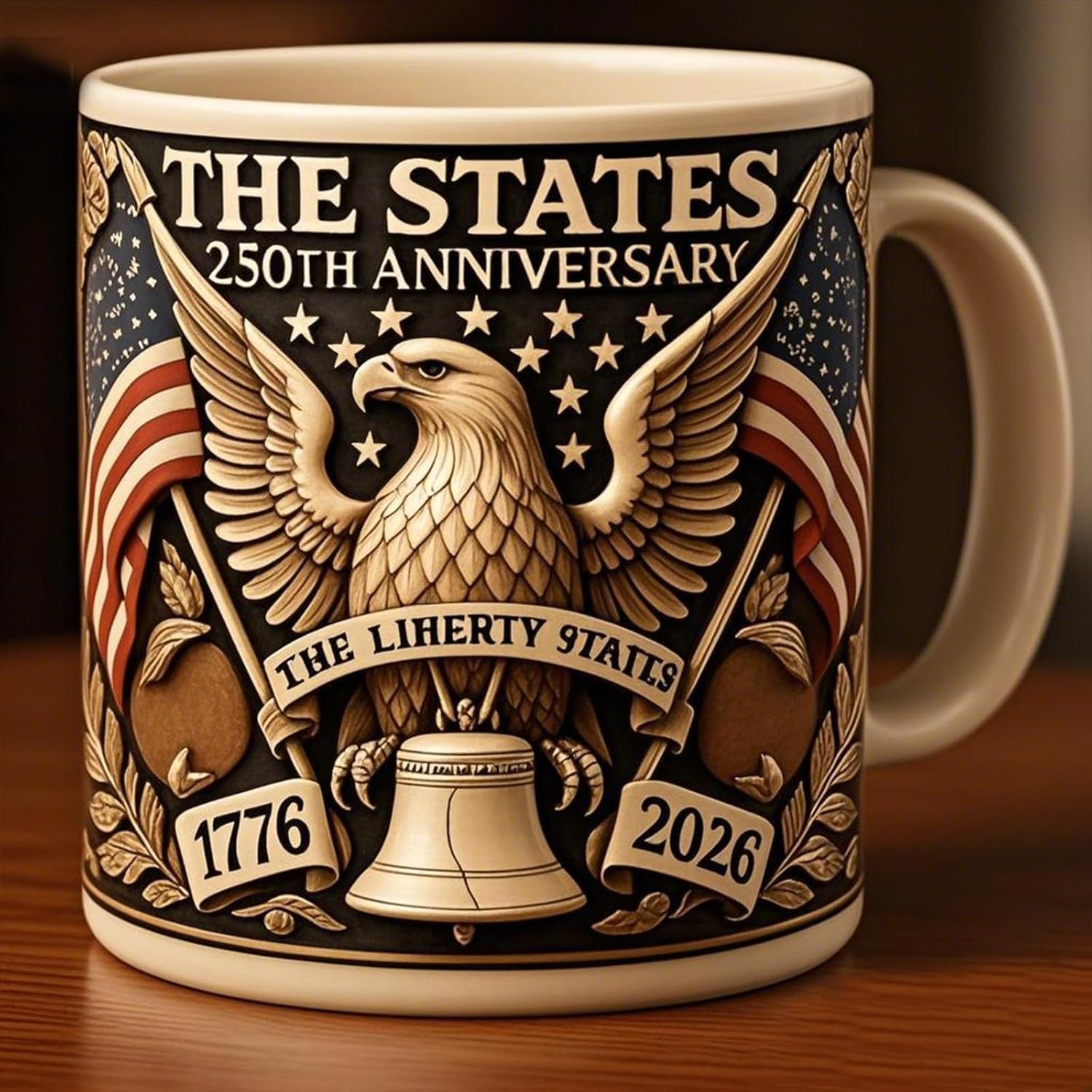 America 250th Anniversary Mug Featuring American Flag, Eagle and More
