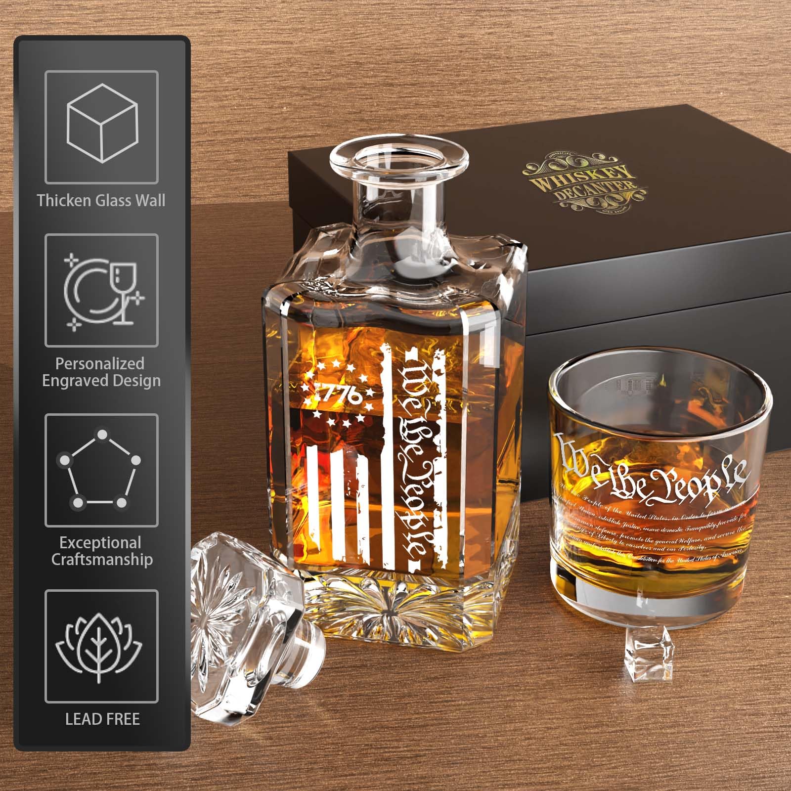 1776 Personalized Whiskey Decanter Set for America 250 And Beyond
