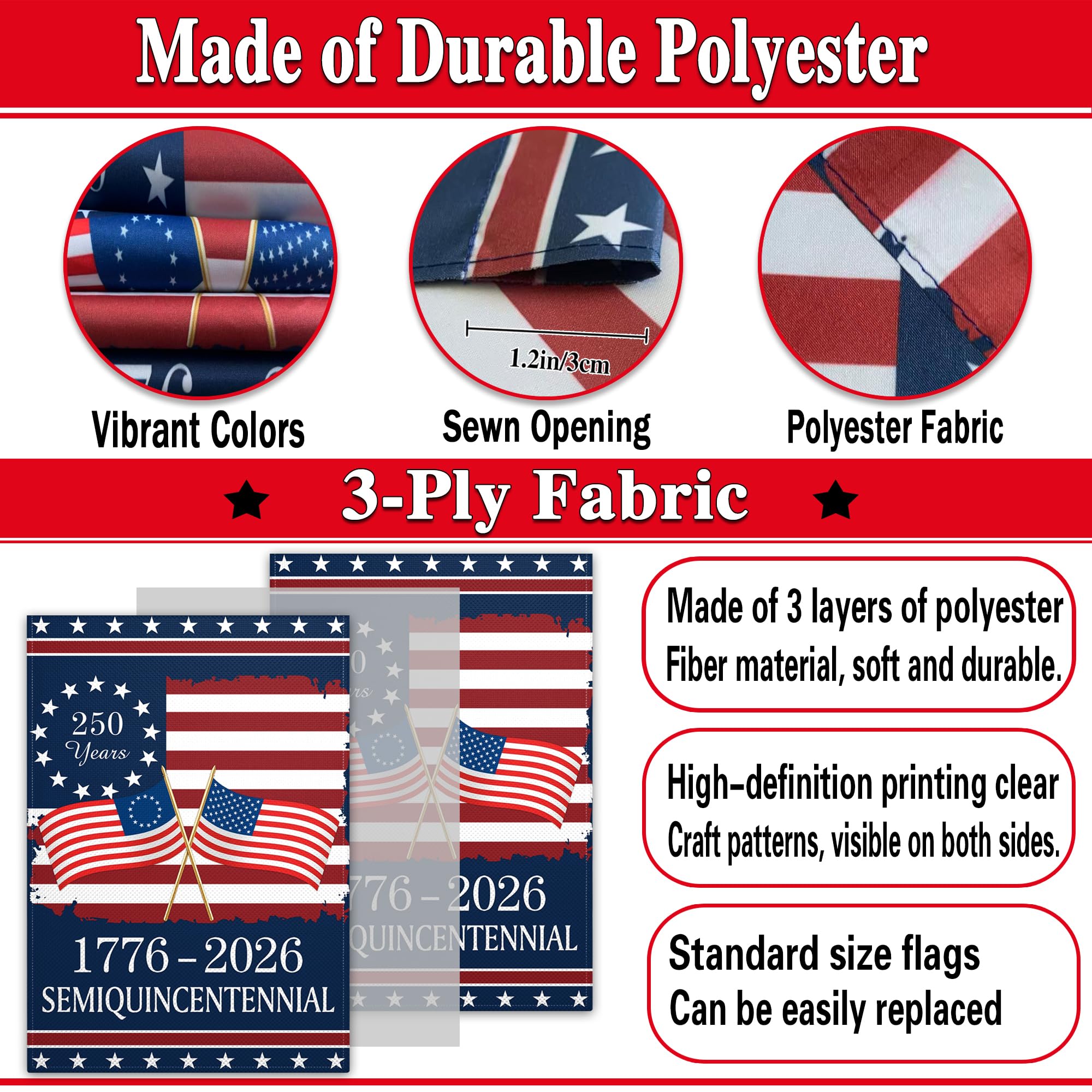 America 250 Double-Sided Garden Flag for the Semiquincentennial