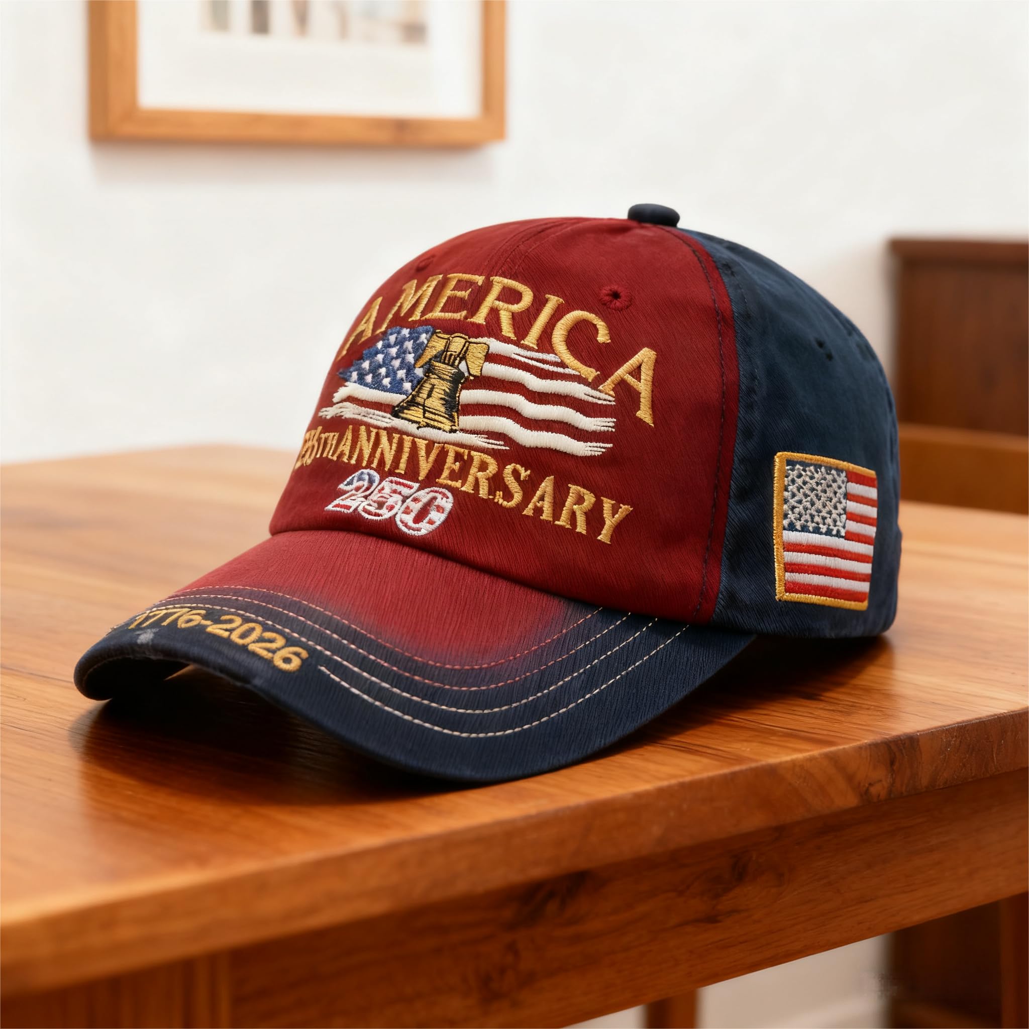 America 250th Anniversary Cap With American Flag and Liberty Bell