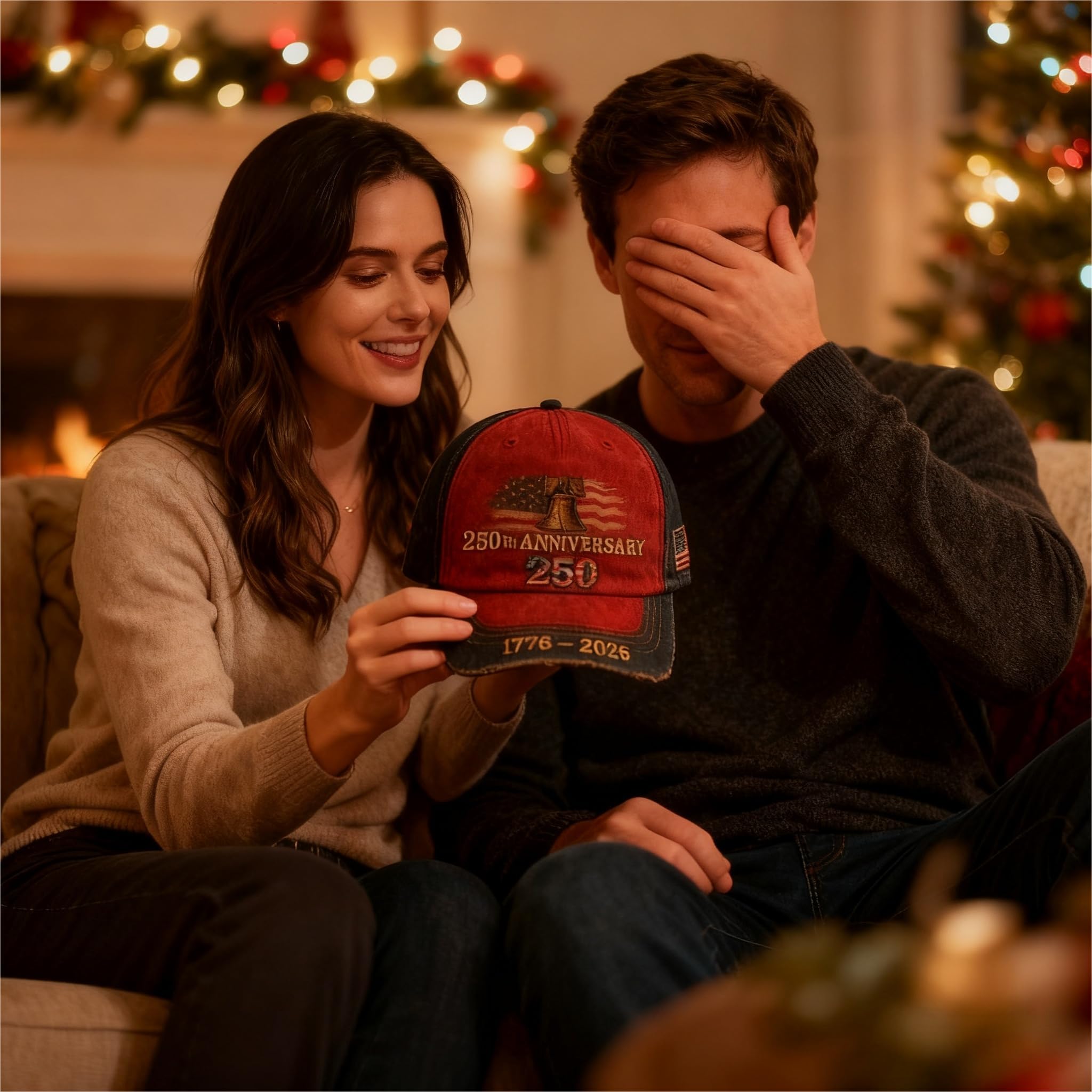America 250th Anniversary Cap With American Flag and Liberty Bell