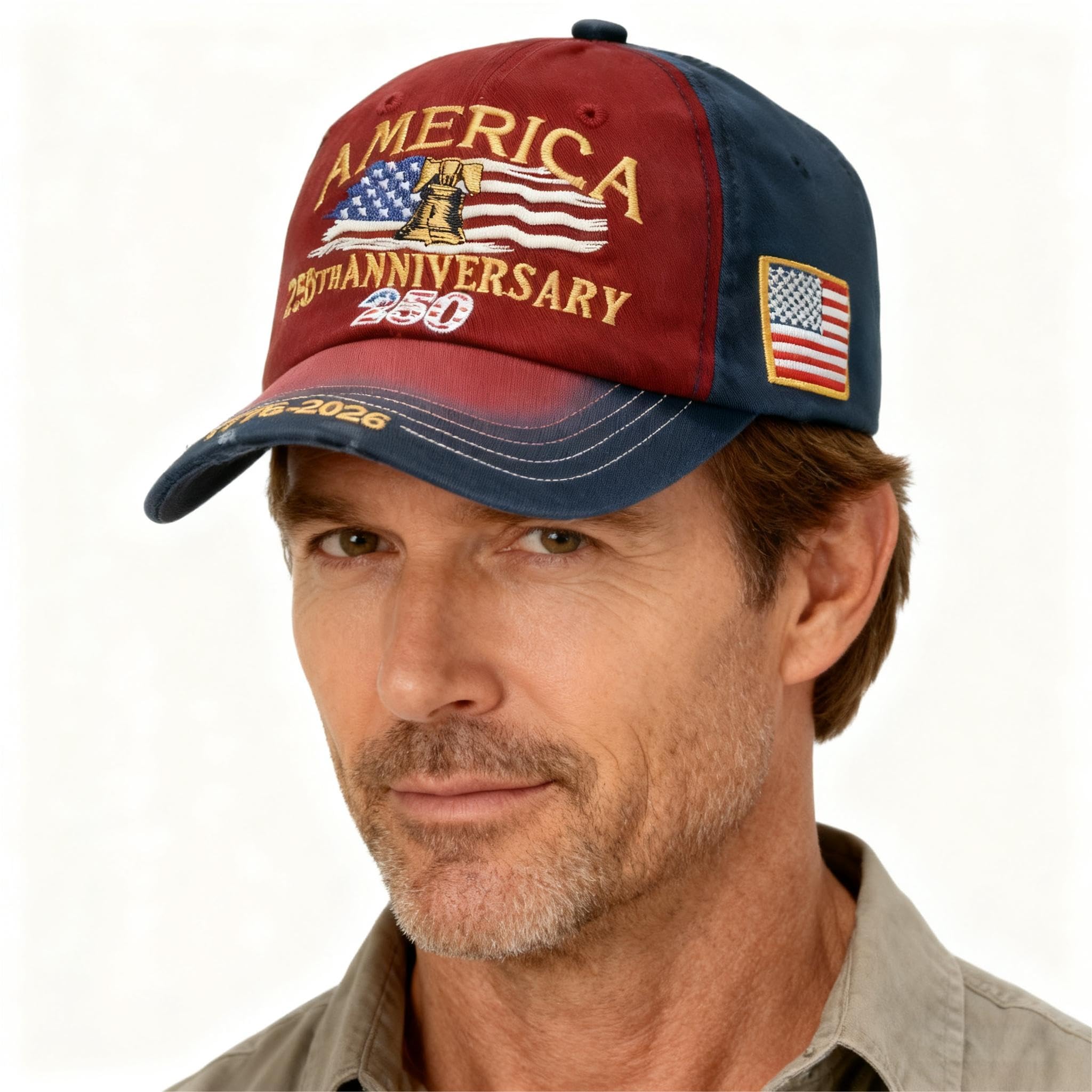 America 250th Anniversary Cap With American Flag and Liberty Bell