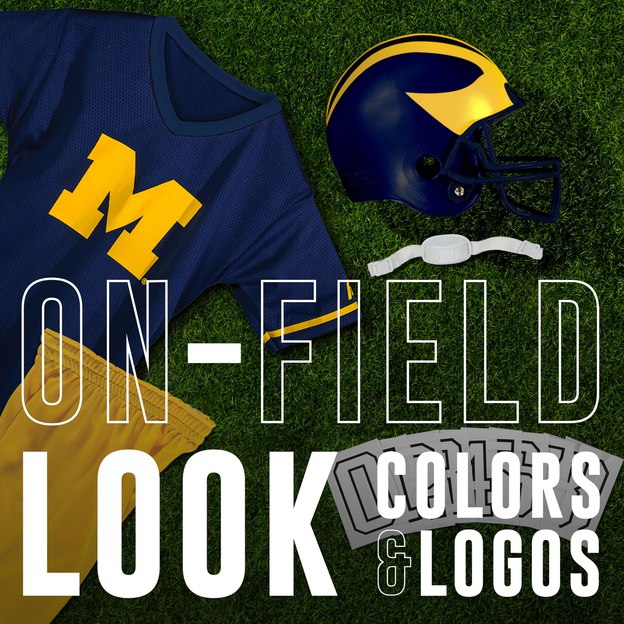 Michigan Youth Football Uniform Set Featuring Helmet, Jersey and Pants