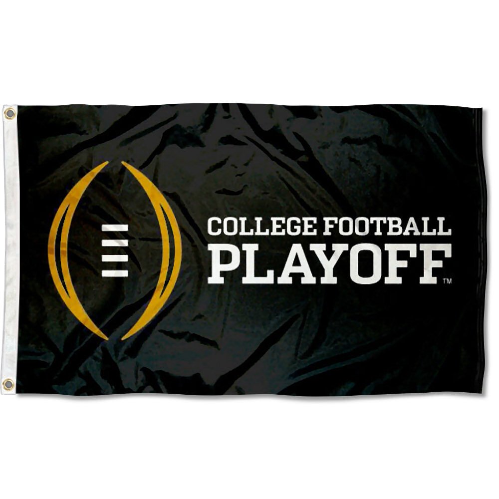 Black flag with College Football Playoff logo on a white background
