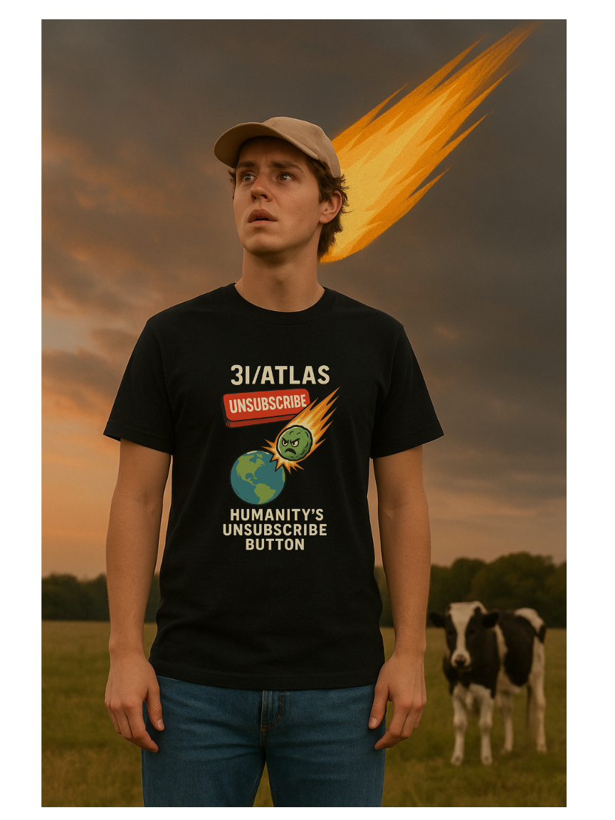 Funny 3I/Atlas T-Shirt featuring Humanity's Unsubscribe Button