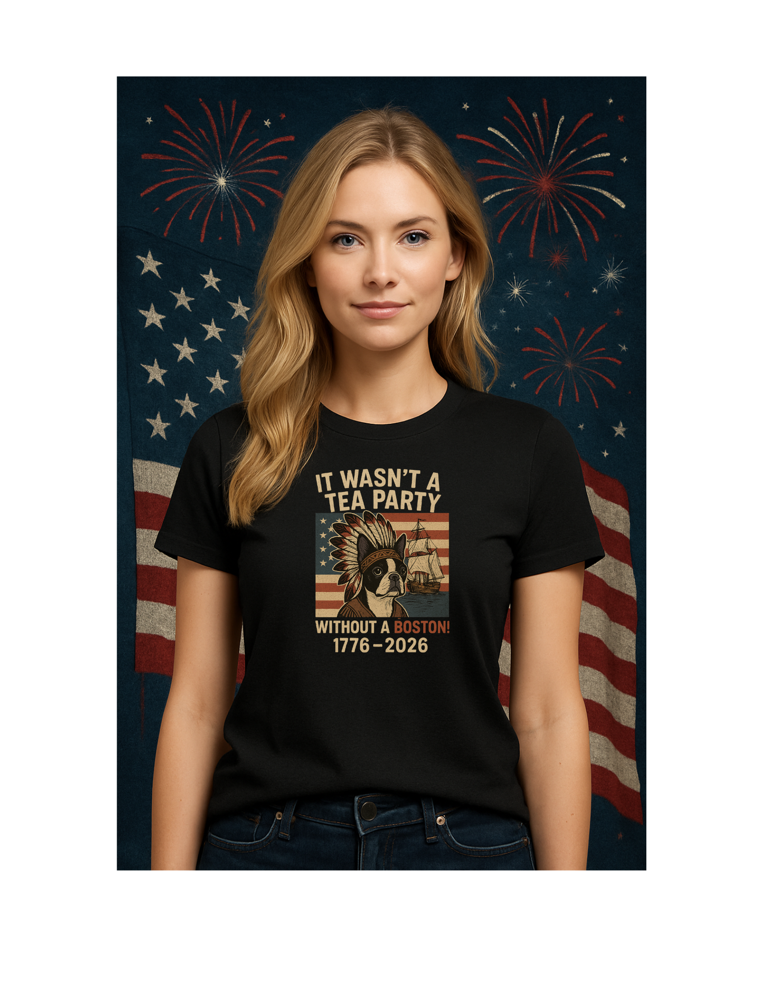 Funny Boston Tea Party T-Shirt featuring Boston Terrier
