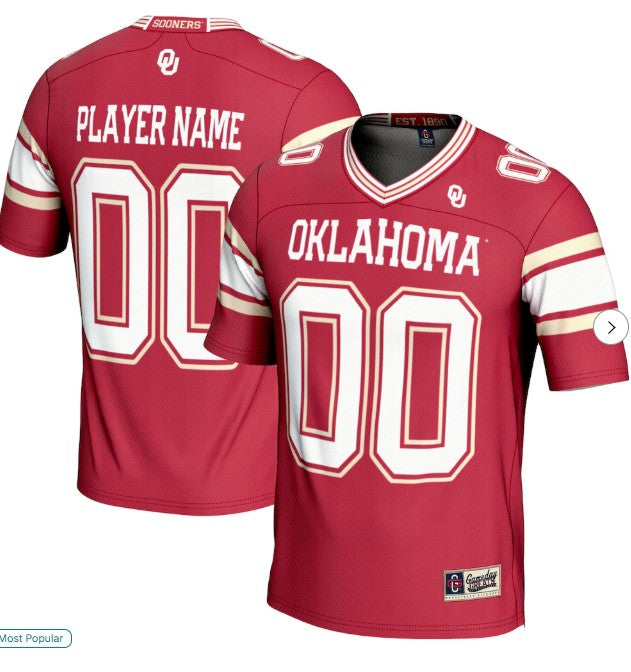 Oklahoma Sooners Custom Football Jersey With Your Name and Number