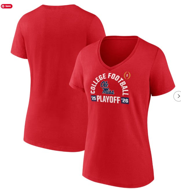 Red Ole Miss Ladies College Football T-Shirt