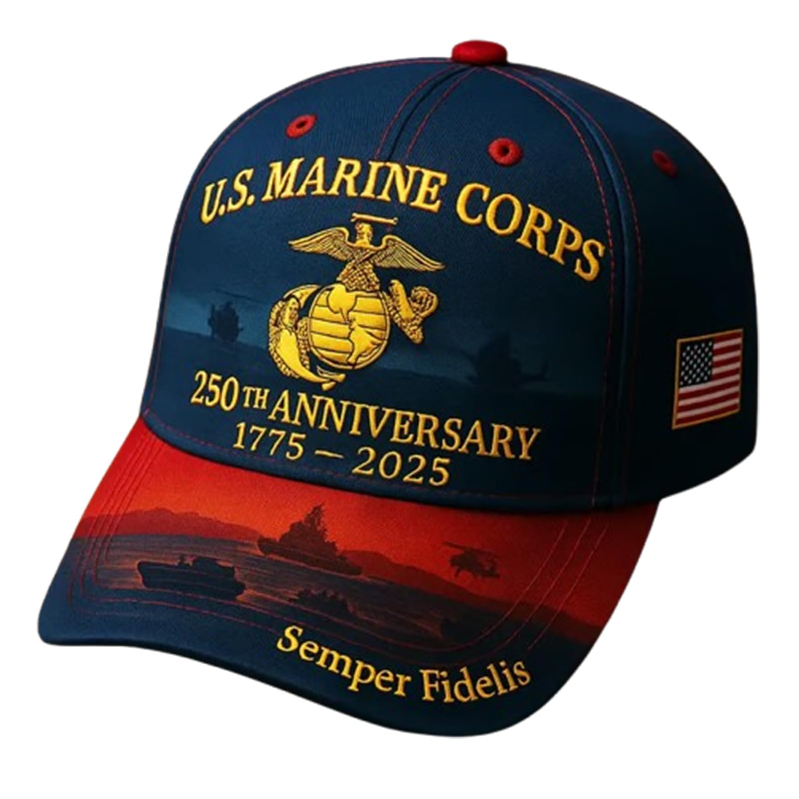U.S. Marine Corps 250th Anniversary cap with USMC logo 