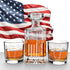 Whiskey Decanter Set With American Flag