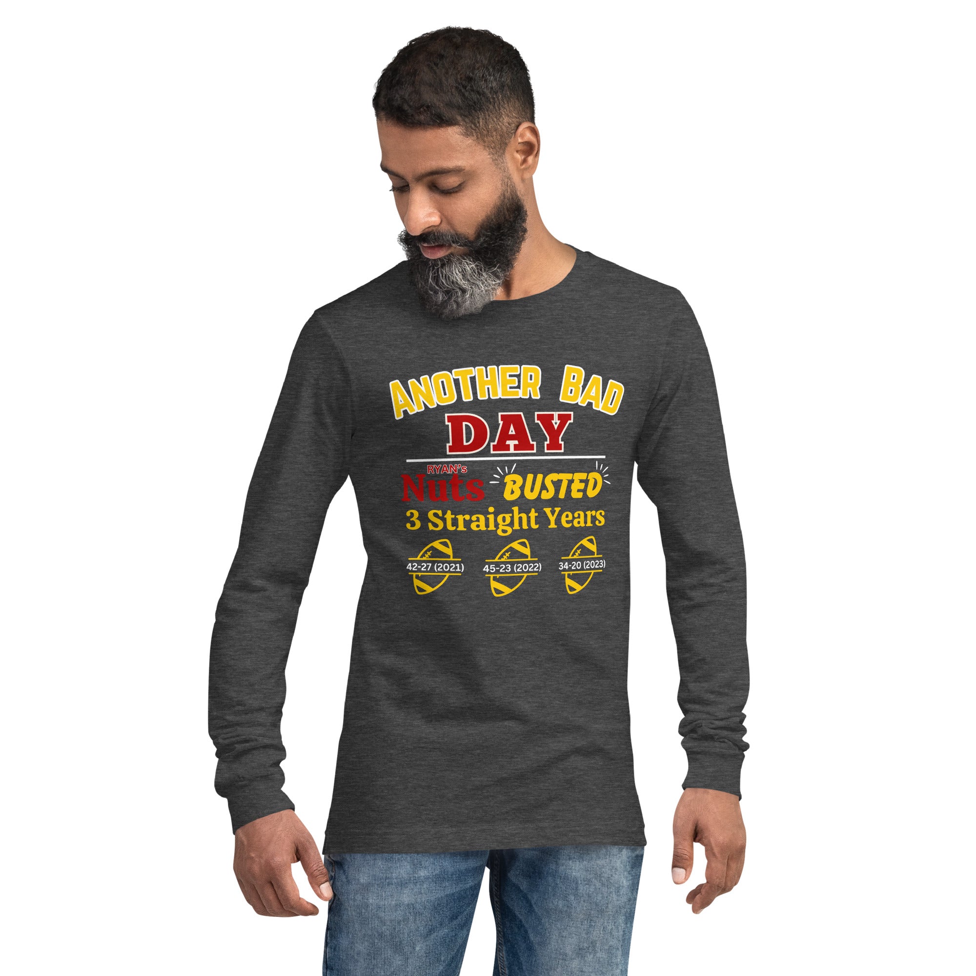 Michigan Football Fans Ryan's Nuts Busted 2023 Long Sleeve Score T-Shirt