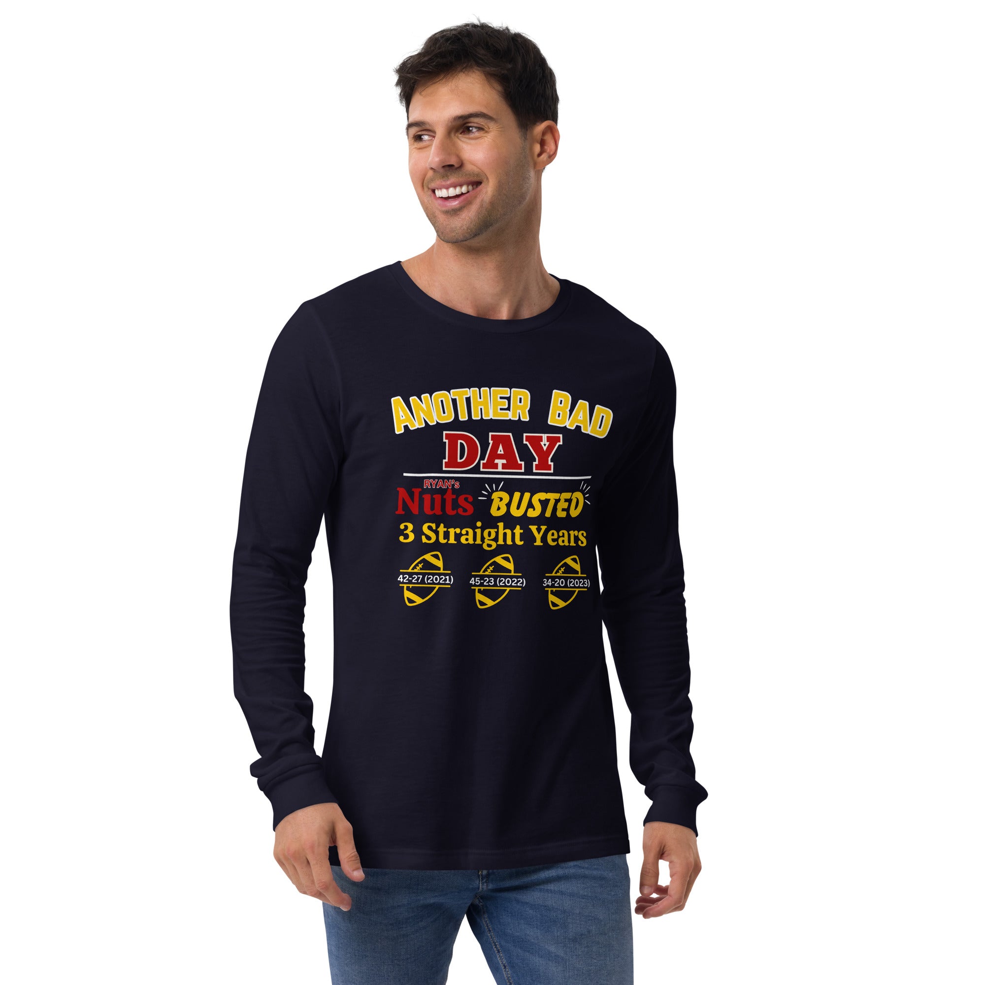 Michigan Football Fans Ryan's Nuts Busted 2023 Long Sleeve Score T-Shirt