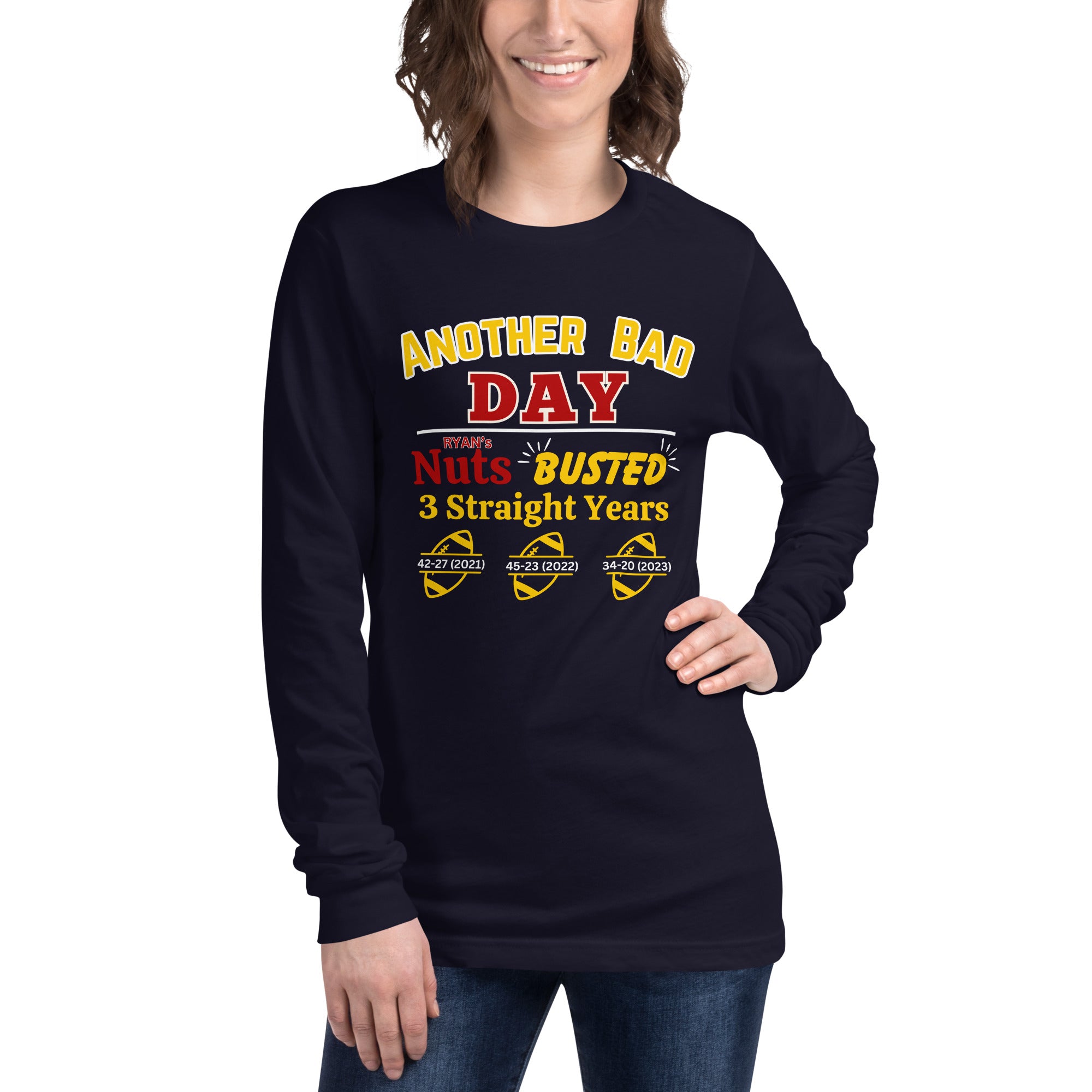 Michigan Football Fans Ryan's Nuts Busted 2023 Long Sleeve Score T-Shirt