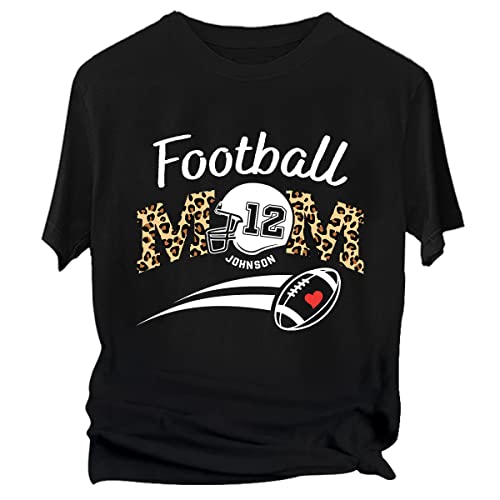 Personalized Football Mom Leopard Shirt Custom Player's Name and Number American Football Shirt Gift for Women Mom Mama Mothers Day