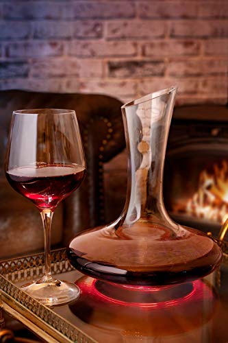 Crystal Wine Decanter by Plaisir de la Cave With Cork Stopper and Cleaning Beads