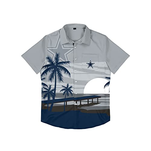 Dallas Cowboys Hawaiian Shirt With Tropical Sunset and Team Logos