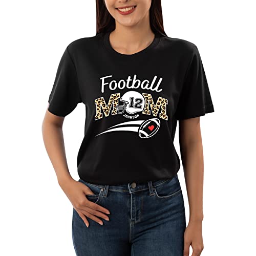 Personalized Football Mom Leopard Shirt Custom Player's Name and Number American Football Shirt Gift for Women Mom Mama Mothers Day