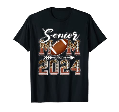 Senior Football Mom T-Shirt for Class of 2024 With Leopard Graphics
