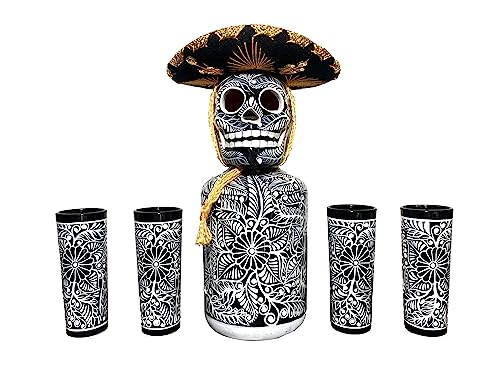 Tequila Decanter Set Hand Painted With Skull Decanter