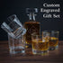 Personalized Whiskey Crystal Decanter Set With 4 Laser Engraved Whiskey Glasses