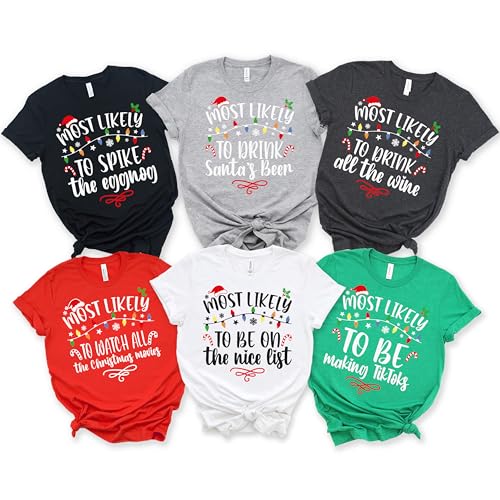 Most Likely To Christmas Shirts For Family Featuring 50 Quotes