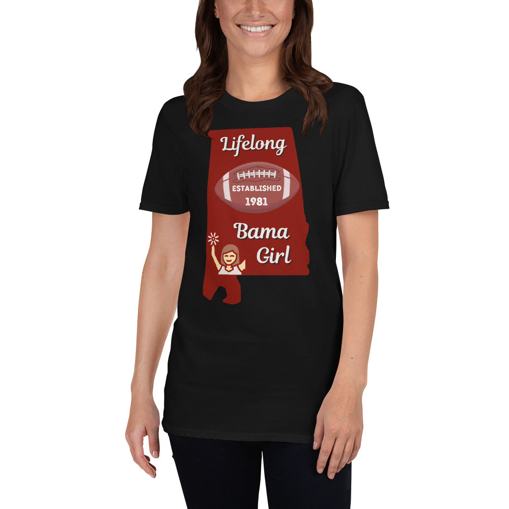 Personalized Lifelong Bama Girl Short-Sleeve T-Shirt  For Alabama Fans That You Can Customize the Year
