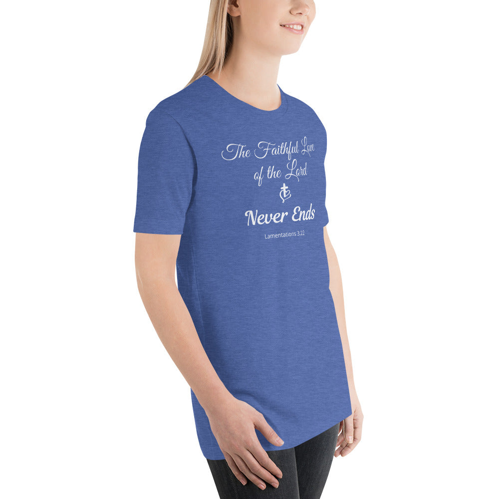 Women's Lamentations 3:22 Bible Verse T-Shirt on Bella + Canvas 3001