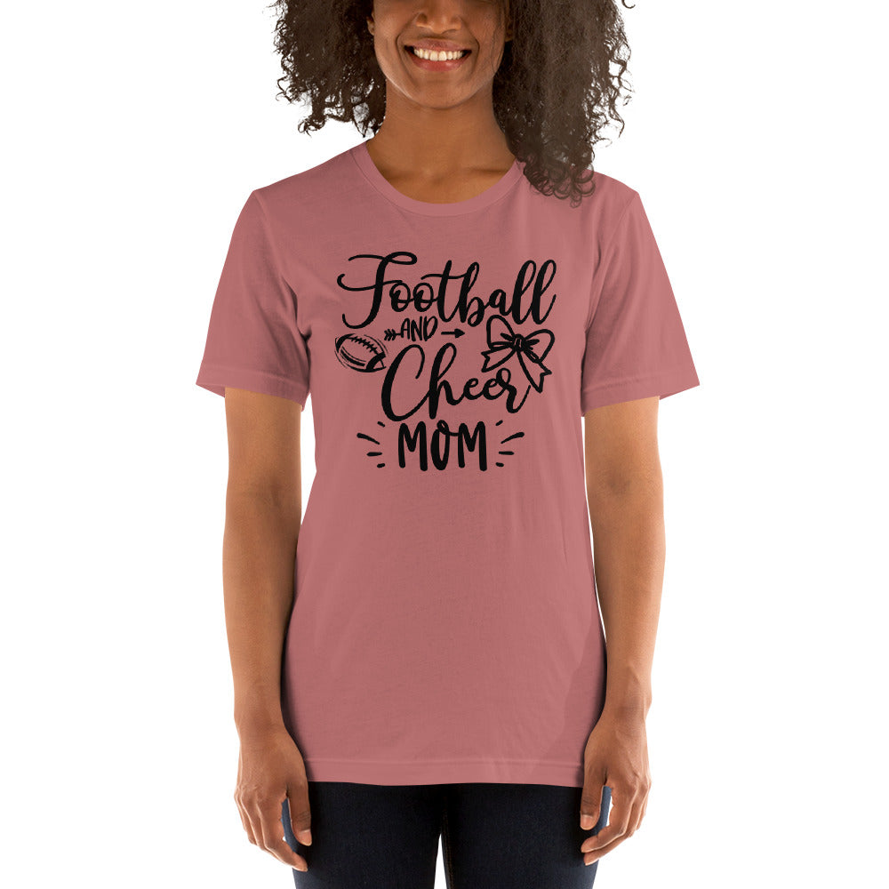 Football and Cheer Mom Short-Sleeve T-Shirt on Bella Canvas