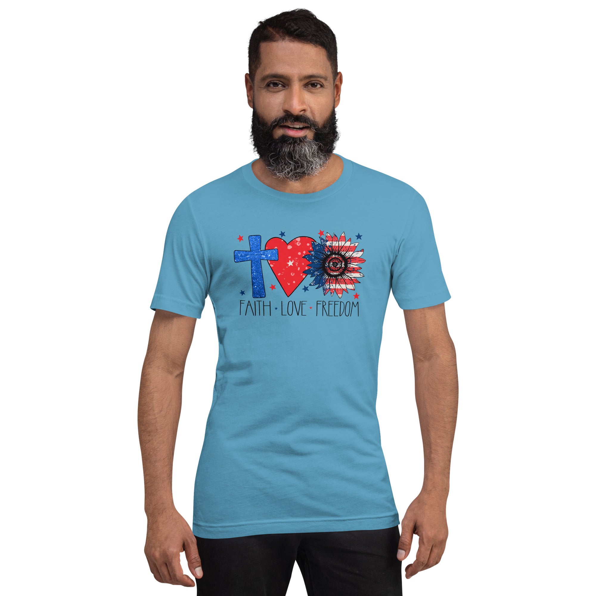 Faith Love and Freedom USA T-Shirt for America's Independence on the4th of July