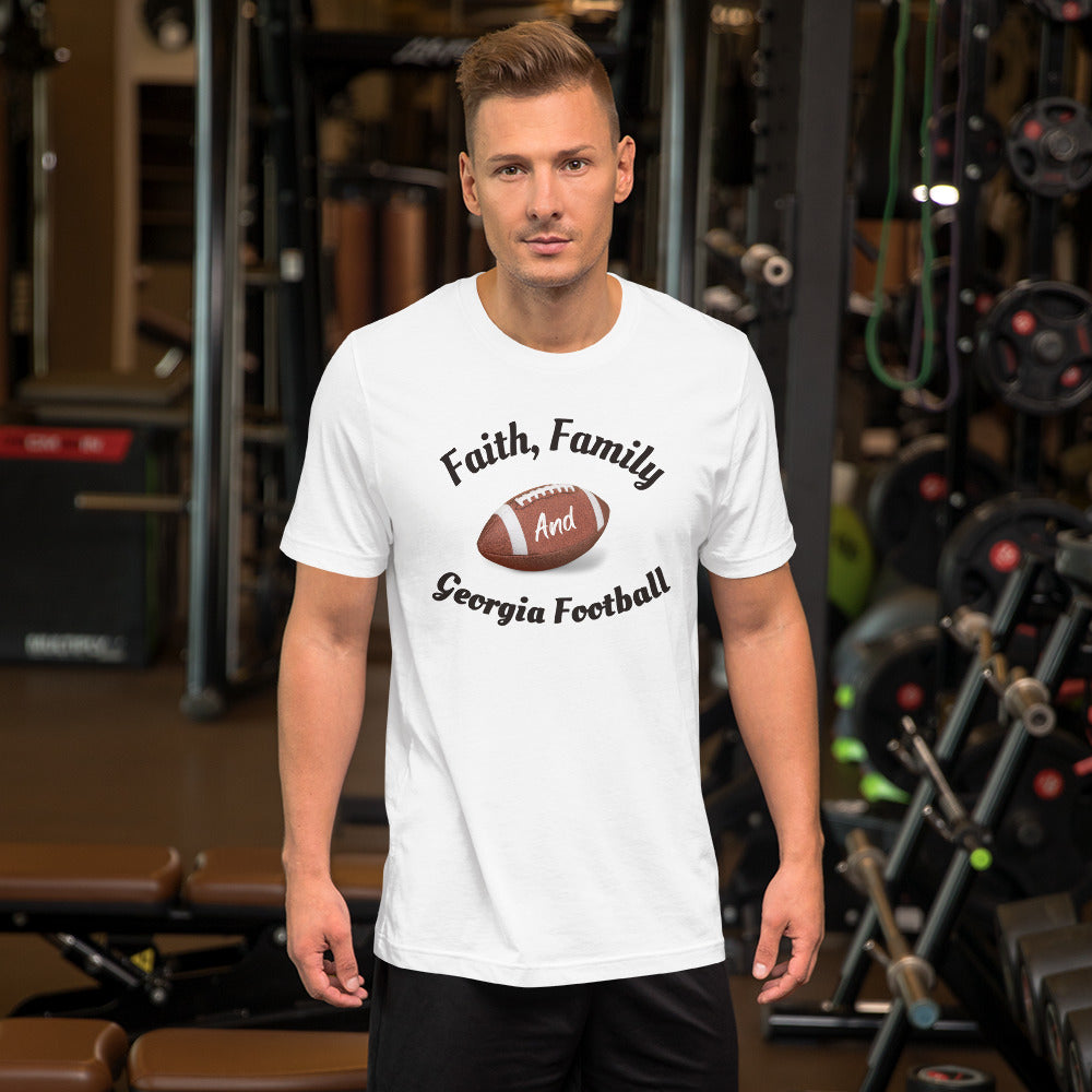 Faith, Family and Georgia Football Short Sleeve Unisex T-Shirt for Georgia Fans